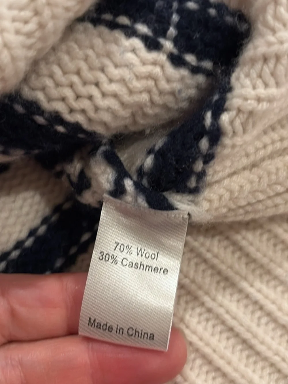 La Ligne Cashmere/wool Striped Navy & Cream Button-Front Women's Cardigan - Picture 5 of 5